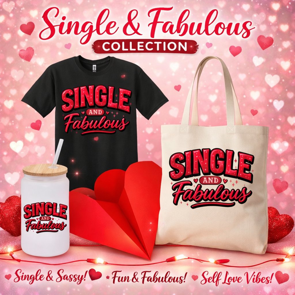 Single & Fabulous Valentine Bundle – Camisa, Tote Bag & Glass Can Cup💋