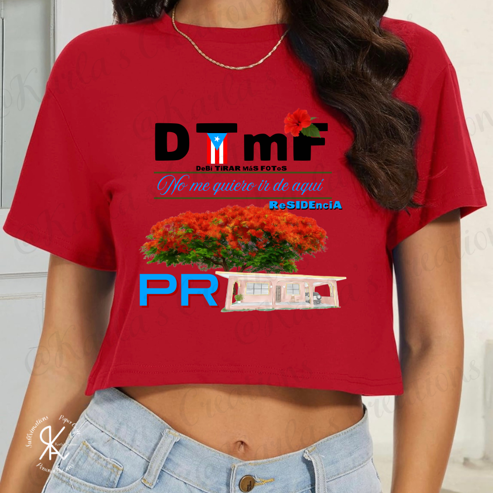 Camisa CROP TOP Boricua – DTMF | No me quiero ir de aquí | ReSIDENCIA PR