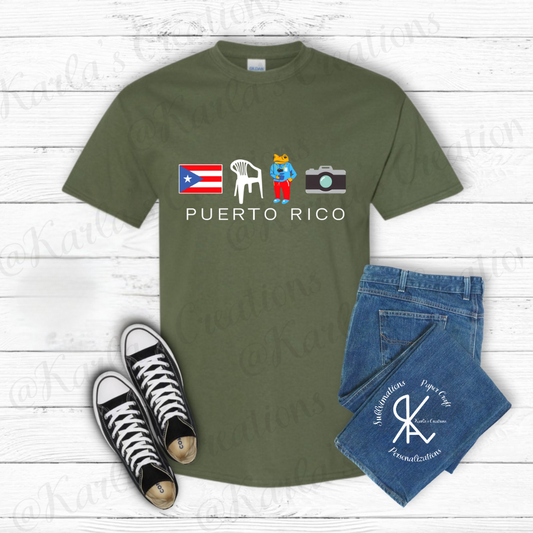 Camisa Estilo Puerto Rico – Diseño Original Inspirado en la Isla | Sillas,Sapo concho, Camara, Bandera, Cultura Boricua