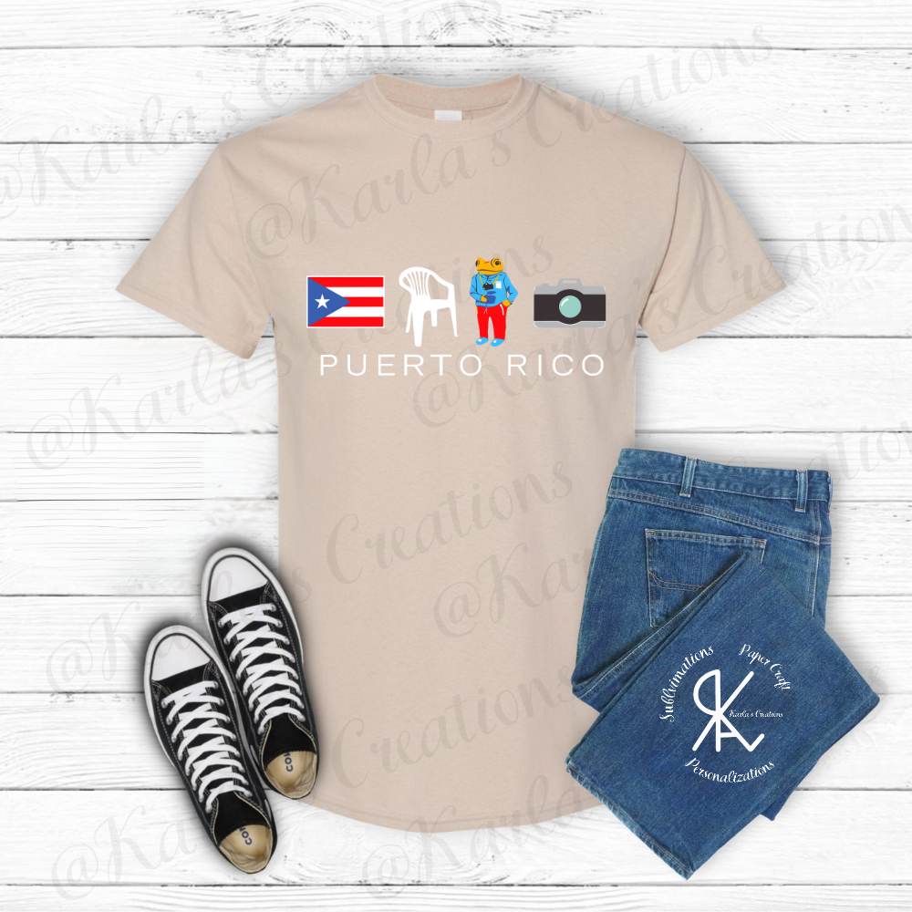 Camisa Estilo Puerto Rico – Diseño Original Inspirado en la Isla | Sillas,Sapo concho, Camara, Bandera, Cultura Boricua