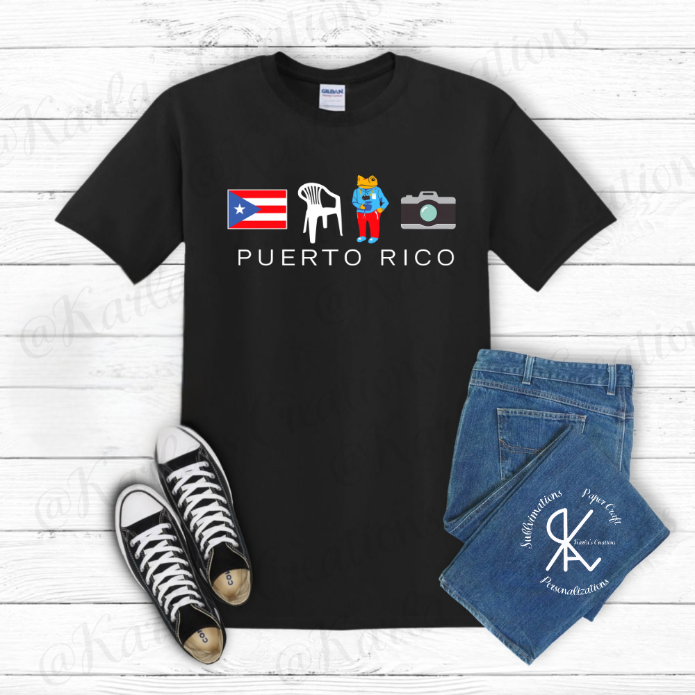 Camisa Estilo Puerto Rico – Diseño Original Inspirado en la Isla | Sillas,Sapo concho, Camara, Bandera, Cultura Boricua