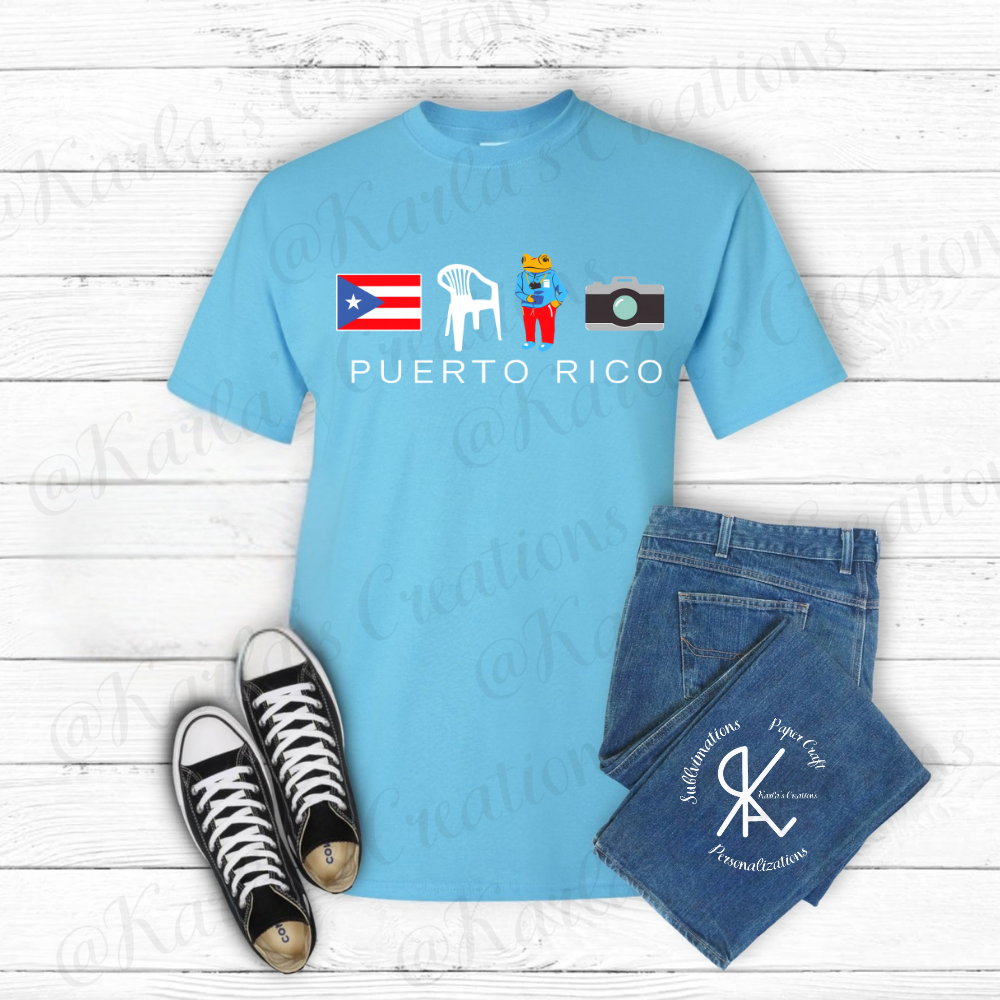 Camisa Estilo Puerto Rico – Diseño Original Inspirado en la Isla | Sillas,Sapo concho, Camara, Bandera, Cultura Boricua