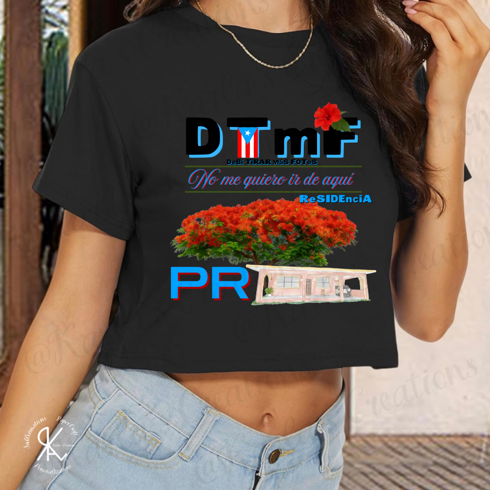 Camisa CROP TOP Boricua – DTMF | No me quiero ir de aquí | ReSIDENCIA PR