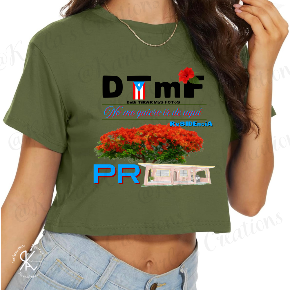Camisa CROP TOP Boricua – DTMF | No me quiero ir de aquí | ReSIDENCIA PR