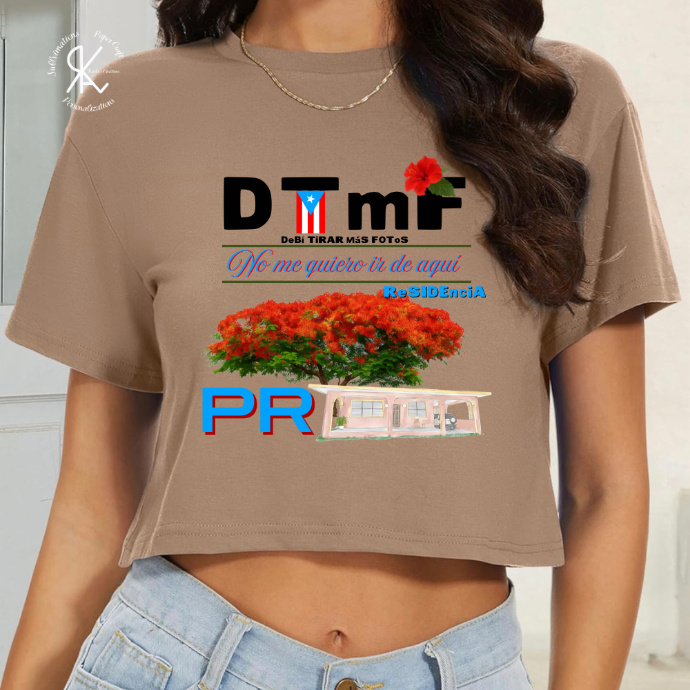 Camisa CROP TOP Boricua – DTMF | No me quiero ir de aquí | ReSIDENCIA PR