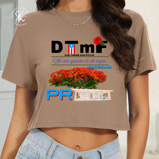 Camisa CROP TOP Boricua – DTMF | No me quiero ir de aquí | ReSIDENCIA PR
