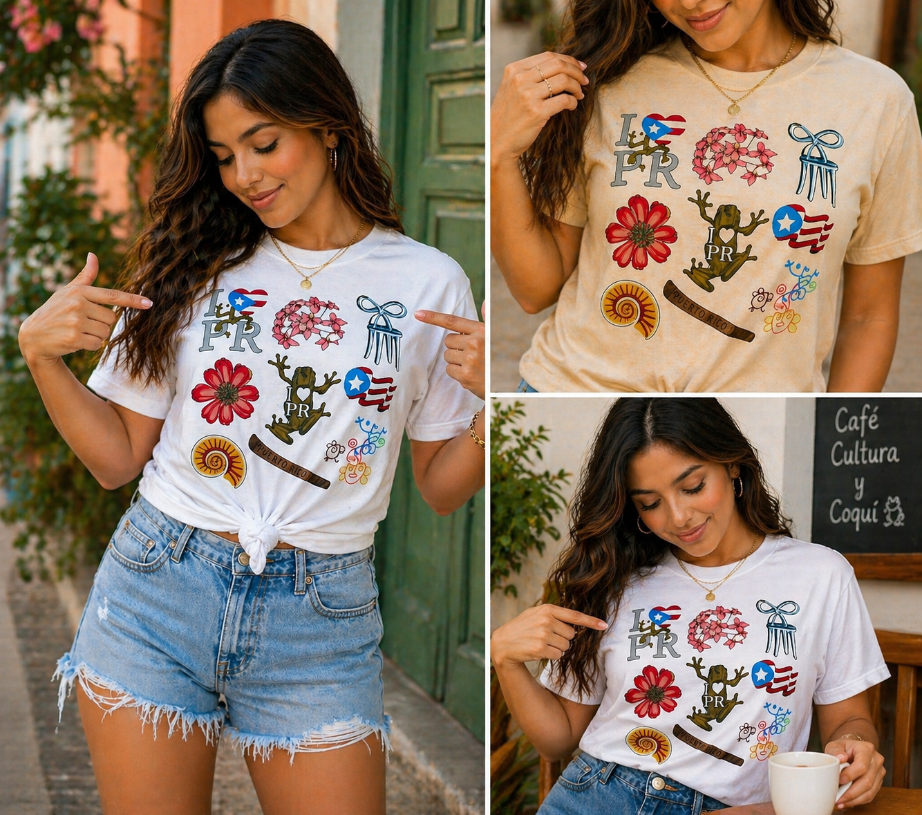 Camiseta Puerto Rico Unisex | T-Shirt Boricua Diseño Cultural | Camisa Blanca Estilo Vintage