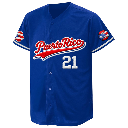 Puerto Rico 21 Baseball Shirt | Crop Top para Damas, T-Shirt Unisex o Jersey Unisex | Camisa Boricua Baseball Style