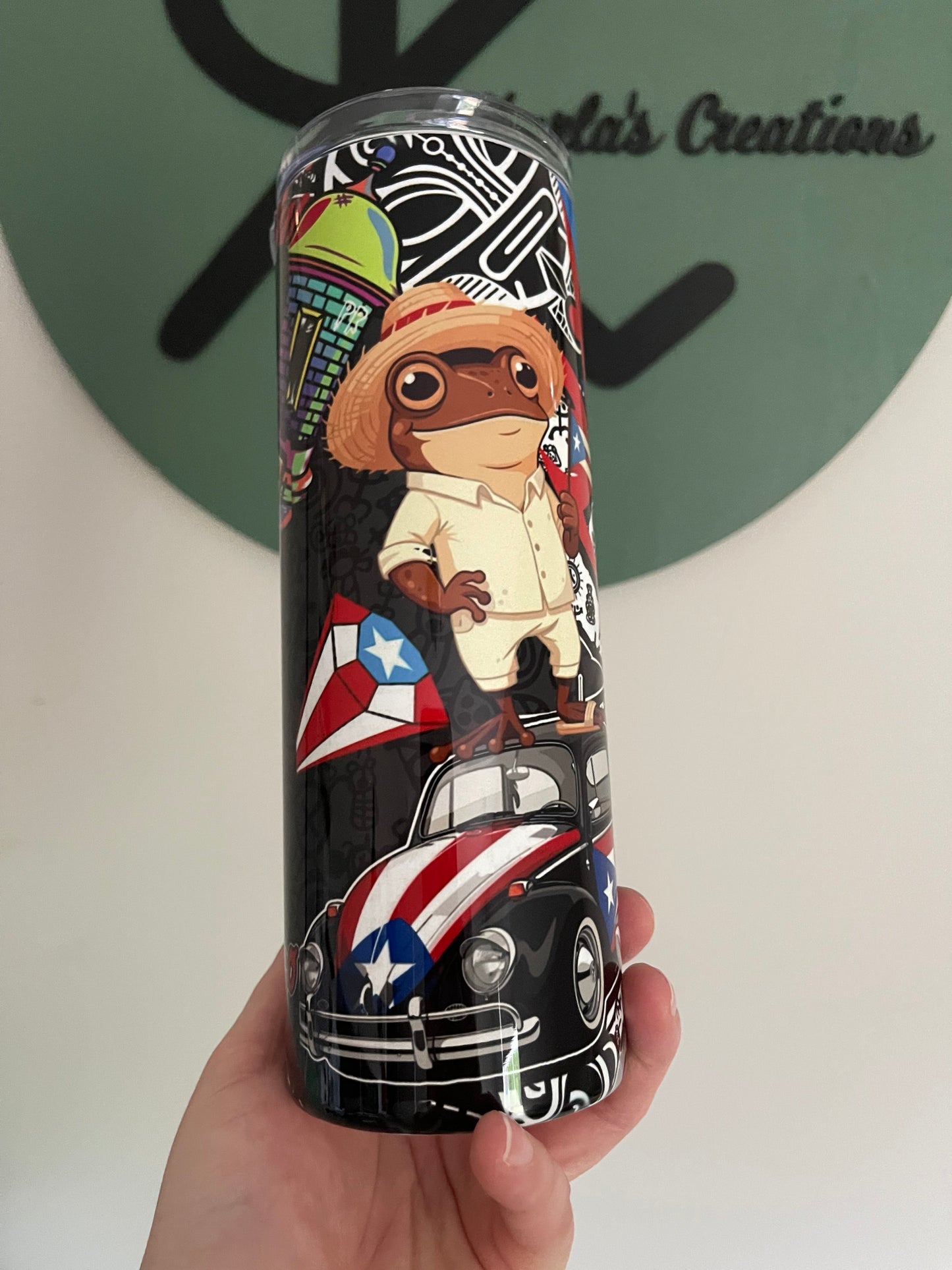 20oz Puerto Rico Inspired Personalized Tumbler | Custom Name Boricua Cup | Stainless Steel Skinny Tumbler Gift