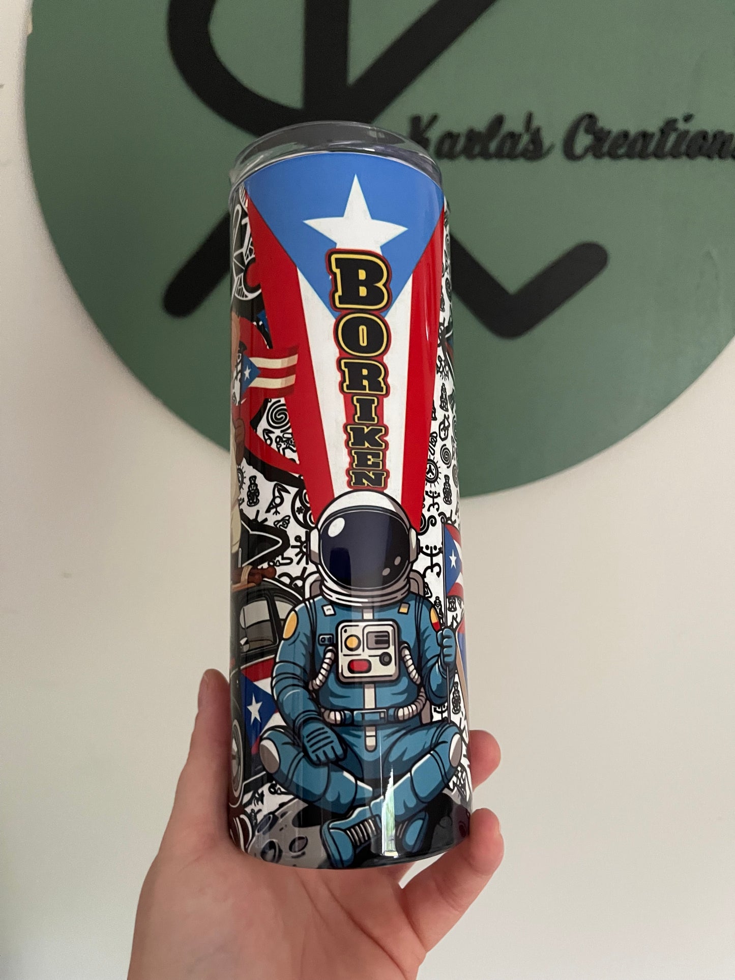 20oz Puerto Rico Inspired Personalized Tumbler | Custom Name Boricua Cup | Stainless Steel Skinny Tumbler Gift