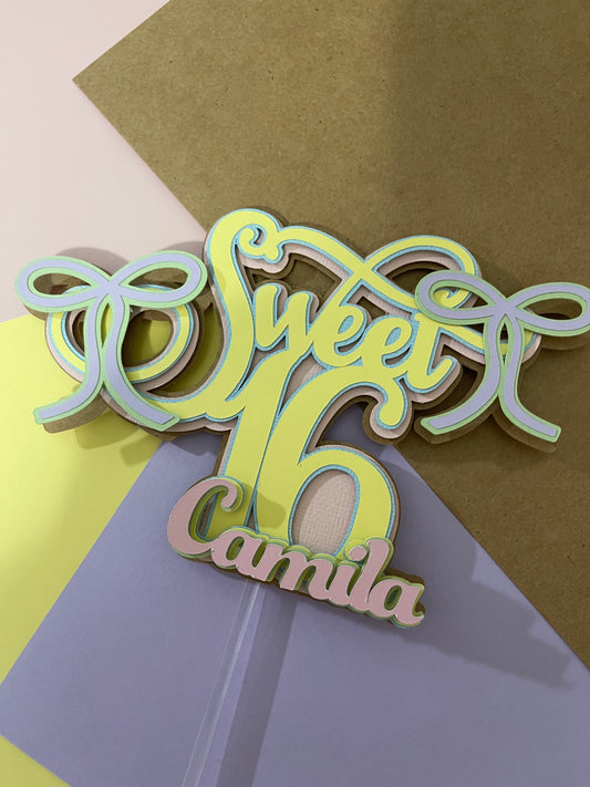 Sweet 16 Cake Topper personalizado | Karla’s Creations