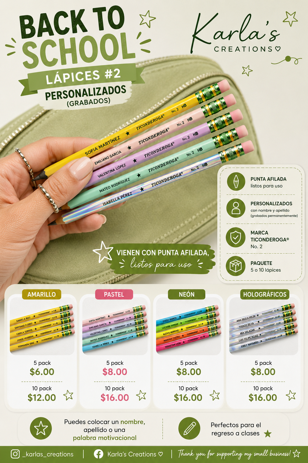 Lapices personalizados - Personalized Pencils  (Laser Engraved)