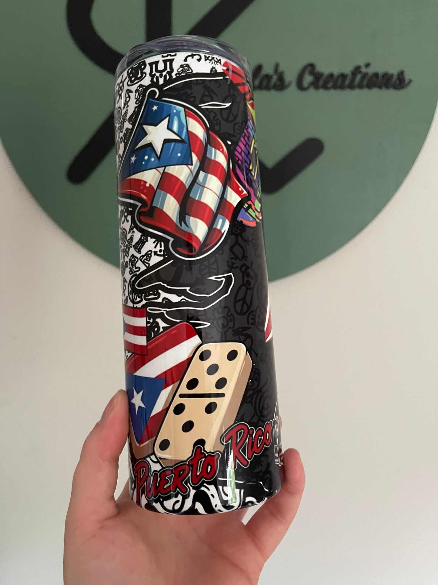 20oz Puerto Rico Inspired Personalized Tumbler | Custom Name Boricua Cup | Stainless Steel Skinny Tumbler Gift