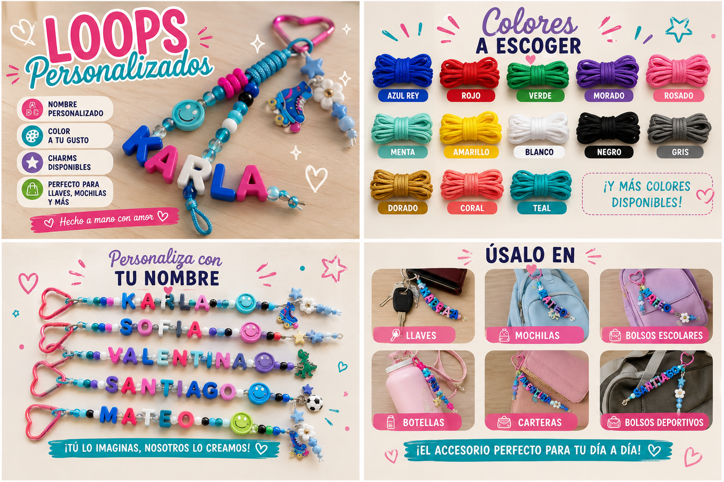 Loop Personalizado con Nombre | Llavero Viral para Mochilas, Llaves y Botellas