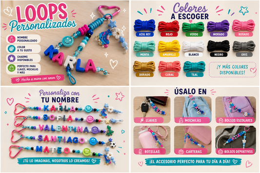 Loop Personalizado con Nombre | Llavero Viral para Mochilas, Llaves y Botellas