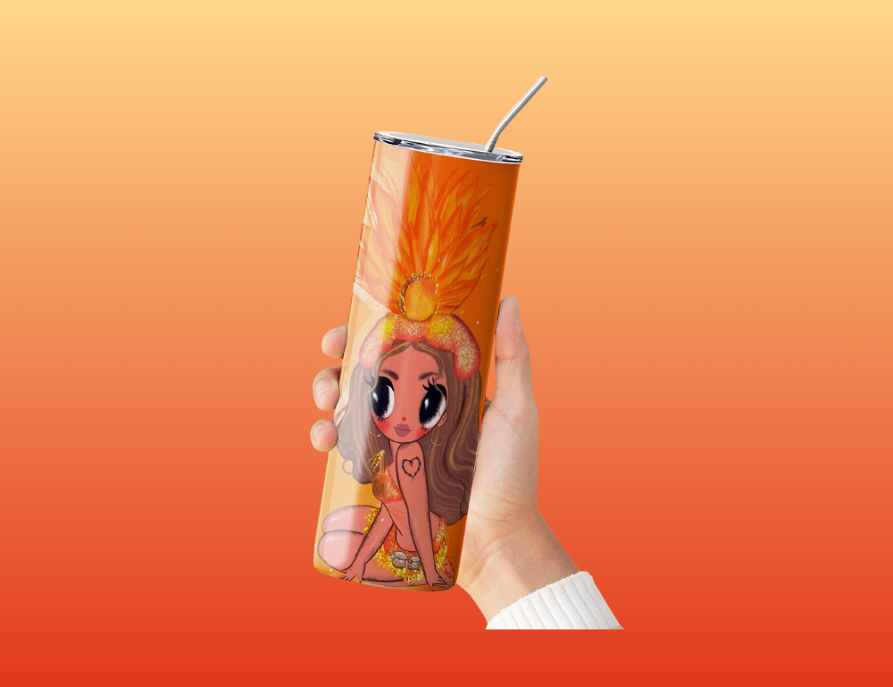 20oz Latina Inspired Tumbler | Stainless Steel Skinny Cup | Tropical Latina Design | Hot & Cold Drink Cup