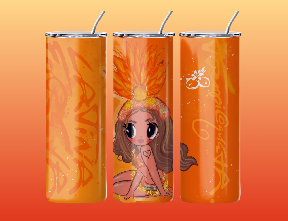 20oz Latina Inspired Tumbler | Stainless Steel Skinny Cup | Tropical Latina Design | Hot & Cold Drink Cup