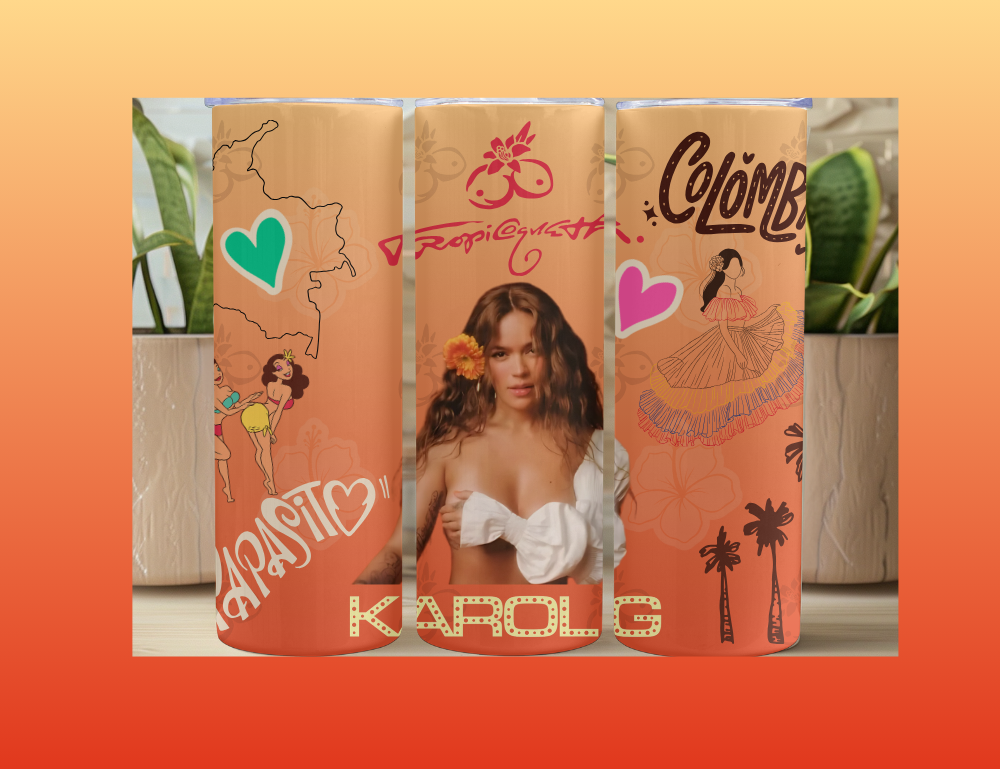 20oz Latina Inspired Tumbler | Stainless Steel Skinny Cup | Tropical Latina Design | Hot & Cold Drink Cup