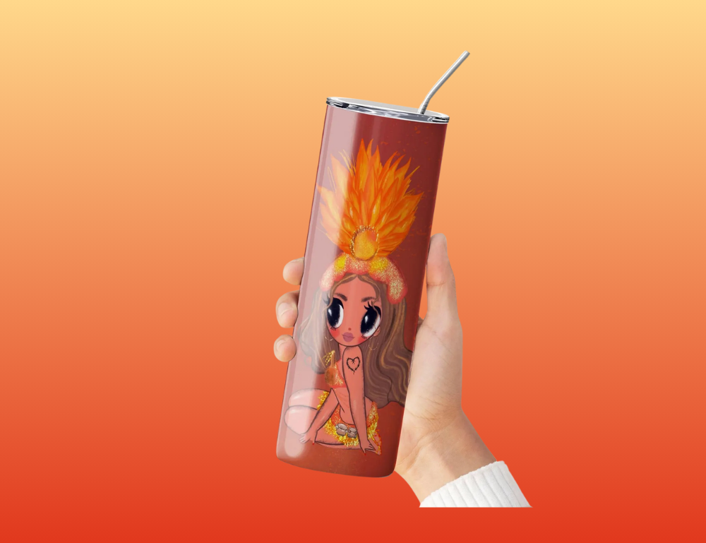 20oz Latina Inspired Tumbler | Stainless Steel Skinny Cup | Tropical Latina Design | Hot & Cold Drink Cup