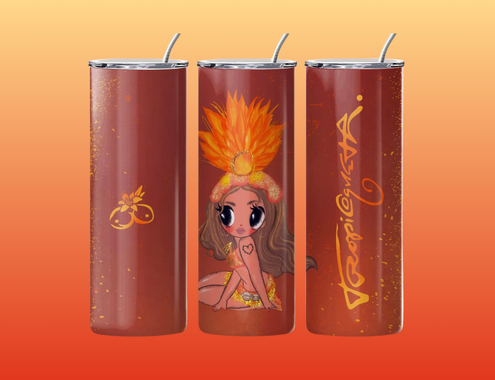 20oz Latina Inspired Tumbler | Stainless Steel Skinny Cup | Tropical Latina Design | Hot & Cold Drink Cup